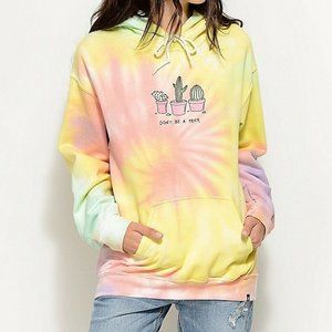 JV by Jac Vanek Womens Don't Be A Prick Cactus Funny Tie Dye Hoodie New Small